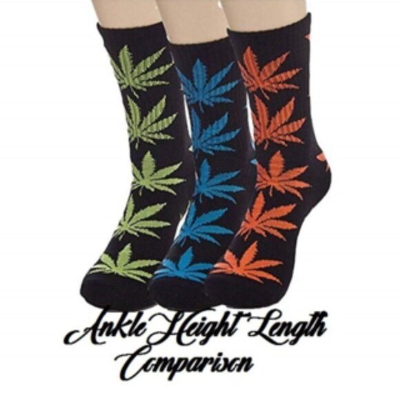 2/PAIR NEW UNISEX 2-PACK WEED SOCKS MARIJUANA CANNABIS - Picture 3 of 3